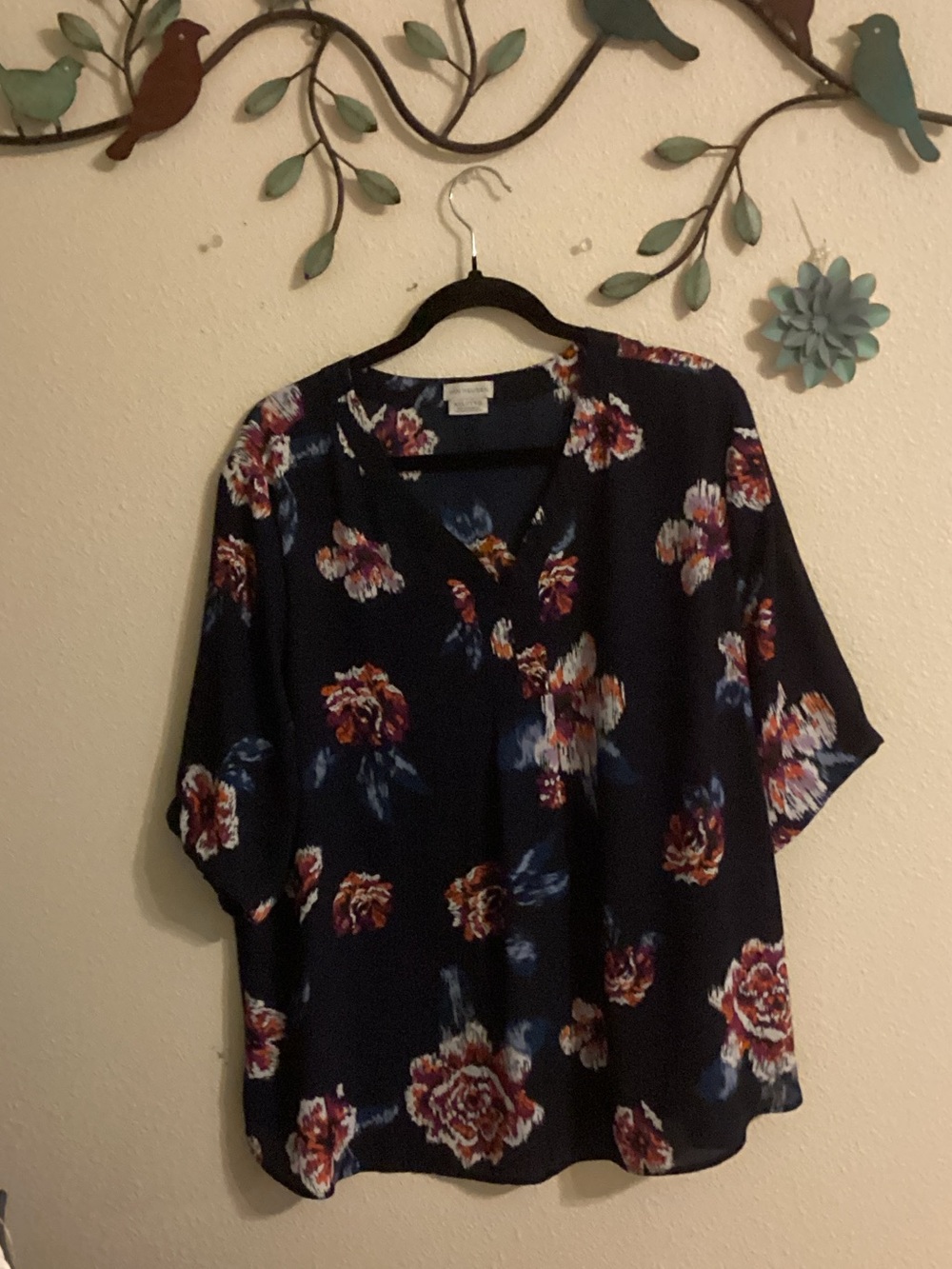 Van Heusen Navy Floral Blouse